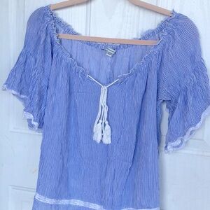 AE blue and white top